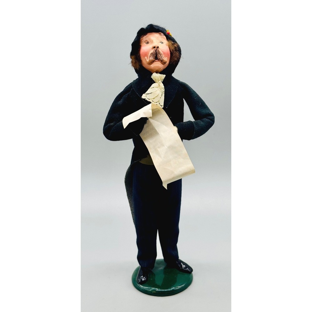Byers Choice Carolers Man Mustache Scroll Black Tailcoat Hat 1990